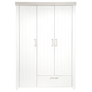 Wardrobe 'Wilma' 1 drawer, 3 hinged doors, children's furniture, wardrobe in white / Luna Elm