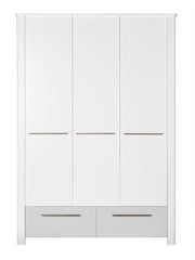 Armoire "Linus", cabinet 3 portes, 2 tiroirs, modern, blanc/gris