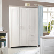 Wardrobe 'Felicia', 3-door cabinet, 2 drawers, country house style, white