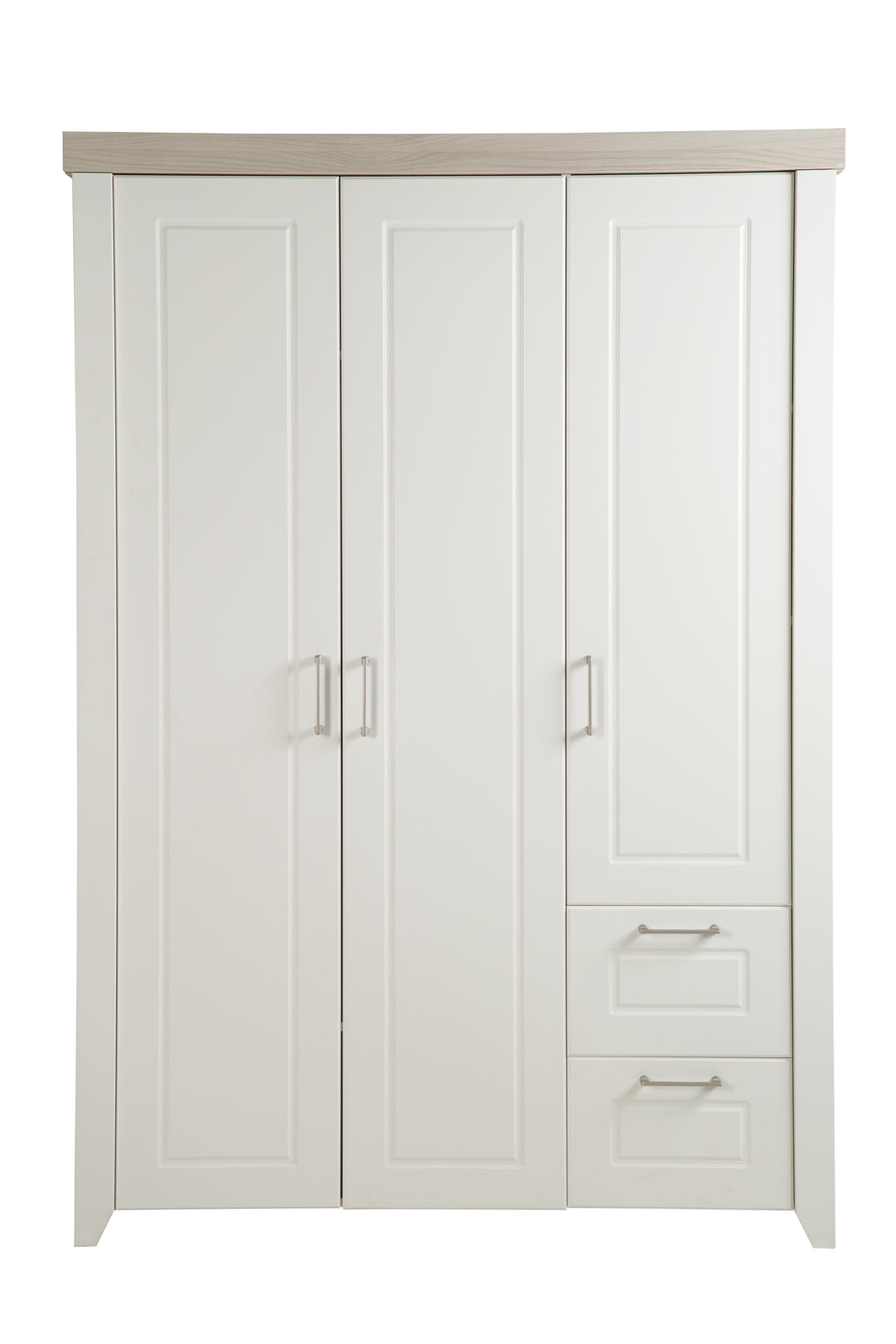 Armoire 'Felicia', 3 portes, 2 tiroirs, style maison de campagne moderne, blanc