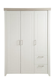 Armoire "Felicia", 3 portes, 2 tiroirs, style maison de campagne moderne, blanc