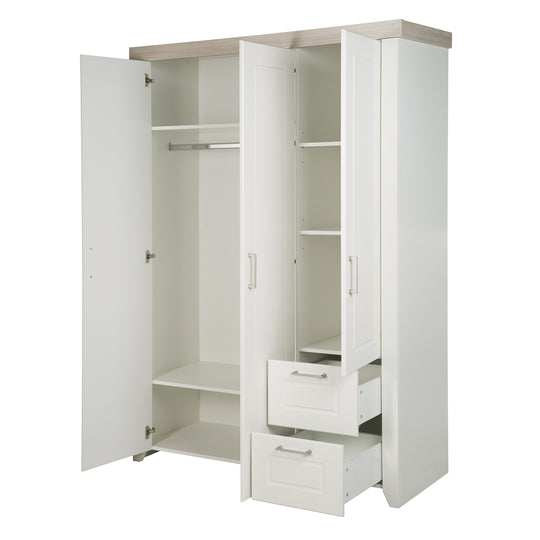 Conjunto de habitación 'Felicia', incluye cuna combinada 70 x 140 cm, cómoda para cambiar y armario de 3 puertas, roble Luna/blanco