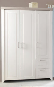 Cameretta "Felicia" incl. letto combinato 70 x 140 cm, fasciatoio e armadio a 3 ante, Luna Elm / bianco