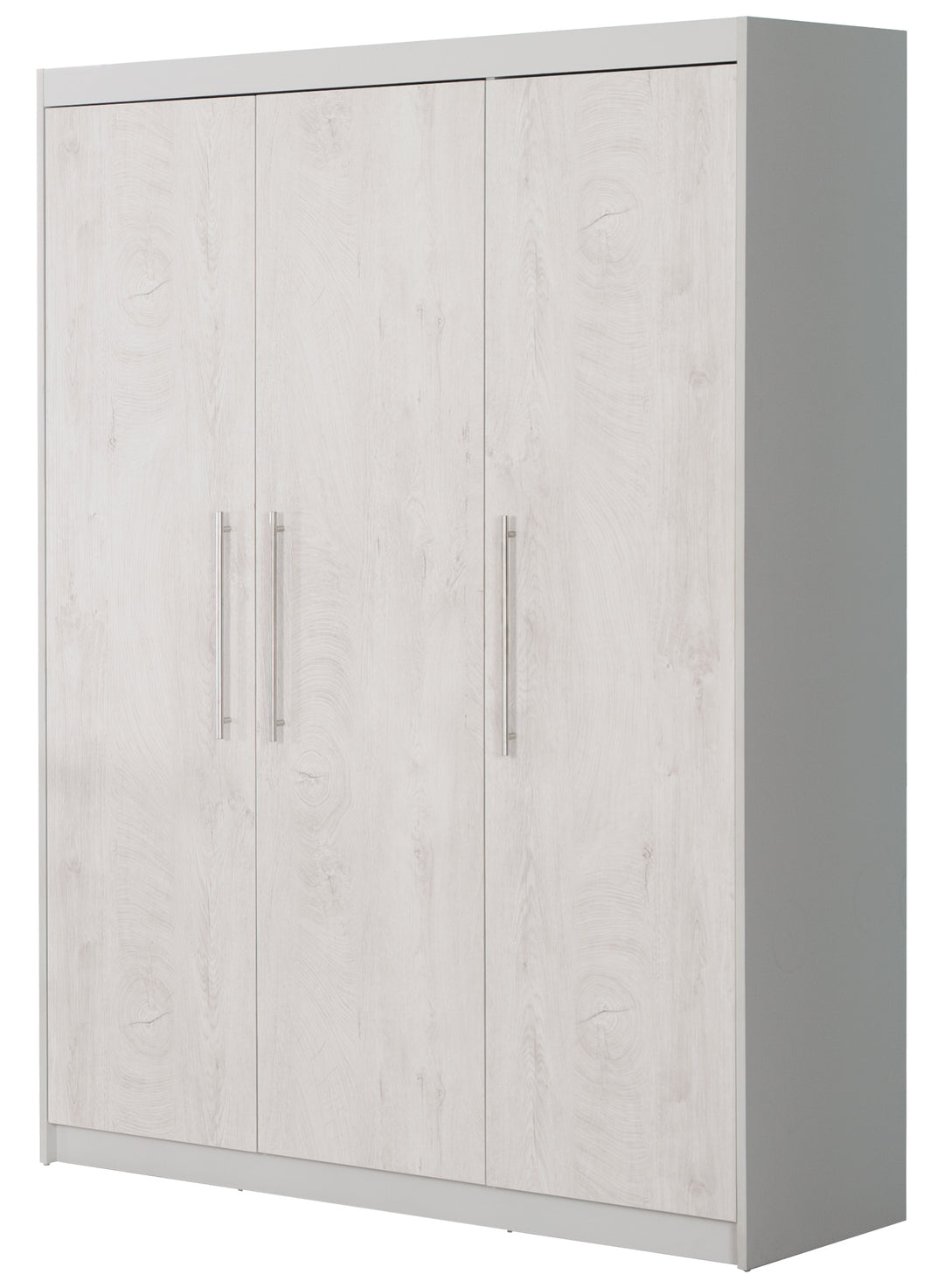 Armario 'Maren 2', de 3 puertas, 6 estantes, armario de puertas abatibles, gris claro y blanco