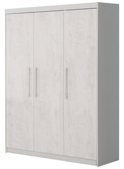 Armario 'Maren 2', 3 puertas, 6 estantes, armario con puerta giratoria, gris claro y blanco
