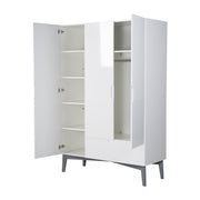 Armoire "Retro 2" 3 portes, avec tiroir, technologie à fermeture progressiv, blanc brillant