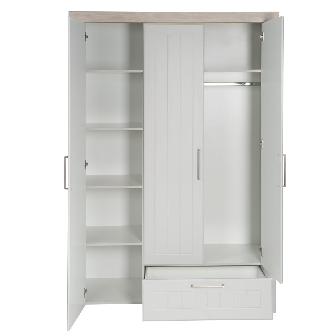 Armario 'Helene', de 3 puertas, 1 cajón, técnica Soft Close, gris claro / Luna Elm