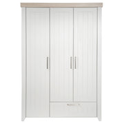 Wardrobe 'Helene', 3 doors, 1 drawer, soft close technology, light gray / Luna Elm