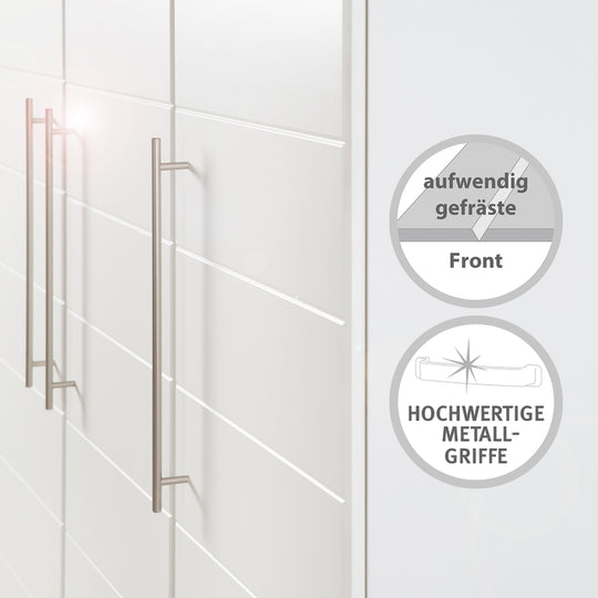 Armario 'Nele', 3 puertas, con fresado horizontal moderno, roble Artisan/blanco