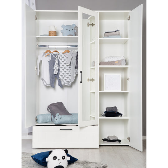 Conjunto de habitación infantil 'Sylt' 3 piezas, incluye cuna convertible 70 x 140 cm, cómoda con cambiador y armario