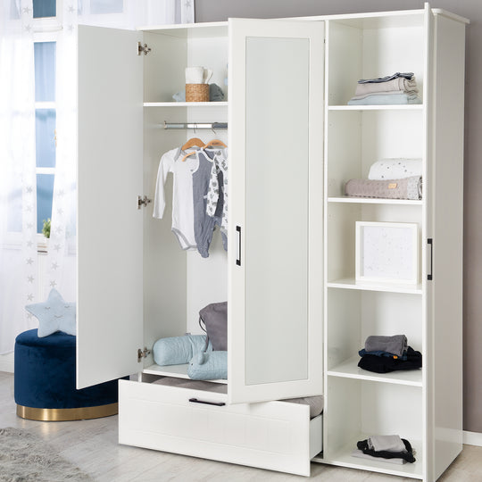 Conjunto de habitación infantil 'Sylt' 3 piezas, incluye cuna convertible 70 x 140 cm, cómoda con cambiador y armario