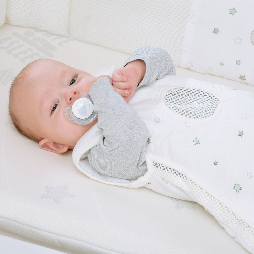 Room Bed 'safe asleep®', 60 x 120 cm, 'Star Magic', Co-Sleeping Bed including Accessories, White Painted