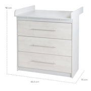 Changing table 'Maren 2' incl. removable top, body limed oak, changing height: 90.5cm