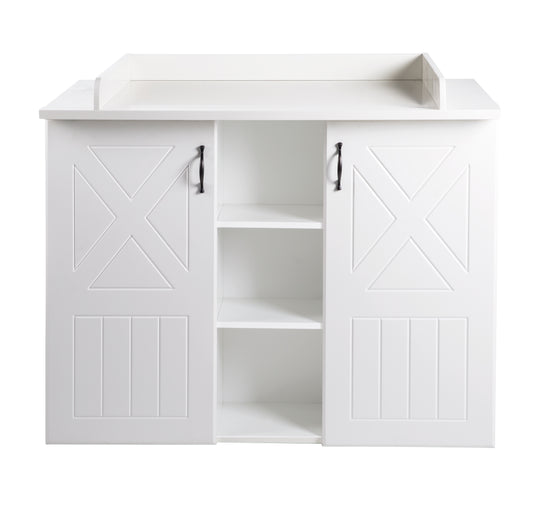 Cómoda de cambio 'Constantin' con superficie para cambio, estilo campestre blanco con organización práctica