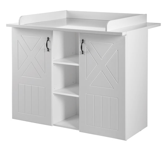 Cómoda de cambio 'Constantin' con superficie para cambio, estilo campestre blanco con organización práctica