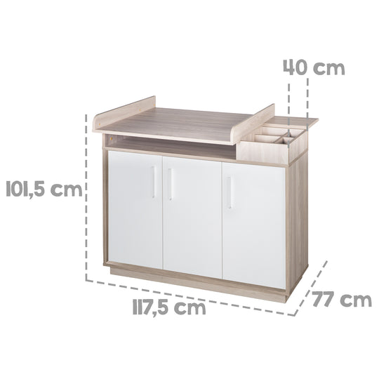 Furniture Set 'Olaf' including Convertible Bed 70 x 140 cm & Wide Changing Table, Luna Elm/White