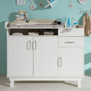Changing unit 'Nordic weiss' incl. changing mat, 3 doors & 1 drawer, changing height 92 cm