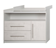 Cambiador 'Maren 2' con cambiador, 1 cajón, 1 puerta, 1 compartimento, gris claro / blanco