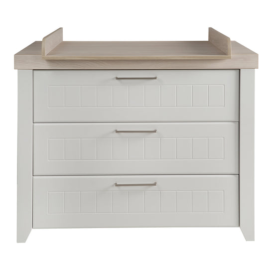 Set di mobili per bambini 'Helene', inclusa culla/ culla, 70 x 140 cm & ampio comò avvolgente, grigio chiaro / Luna Elm