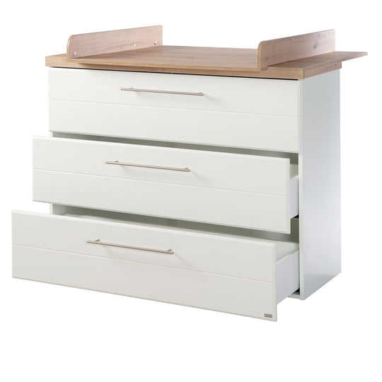 Juego de muebles 'Nele' 3 piezas, incluye cuna convertible de 70 x 140 cm, cómoda para cambiar pañales y armario de 3 puertas