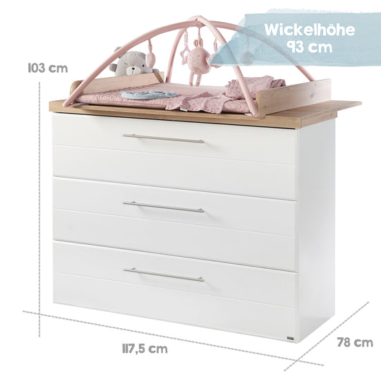 Conjunto de muebles 'Nele', 2 piezas, incluye cuna convertible de 70 x 140 cm y cómoda ancha