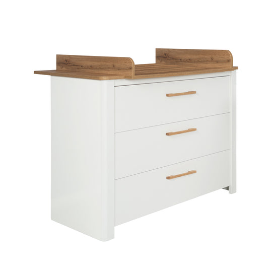 Cómoda para cambiar pañales 'Ava' profunda, con accesorio en decoración 'Roble Artisan', altura para cambiar pañales 90,5 cm