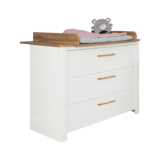 Kinderzimmerset 'Ava' 3-teilig, inkl. Kinderbett 70x140 cm, Wickelkommode & Schrank 3-türig