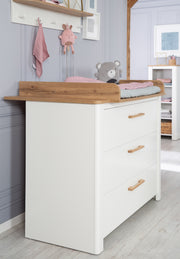 Nursery Set 'Ava' 2 pc - Inkl. Cot 70x140 cm & Changing Dresser - Corpus White & Artisan Oak