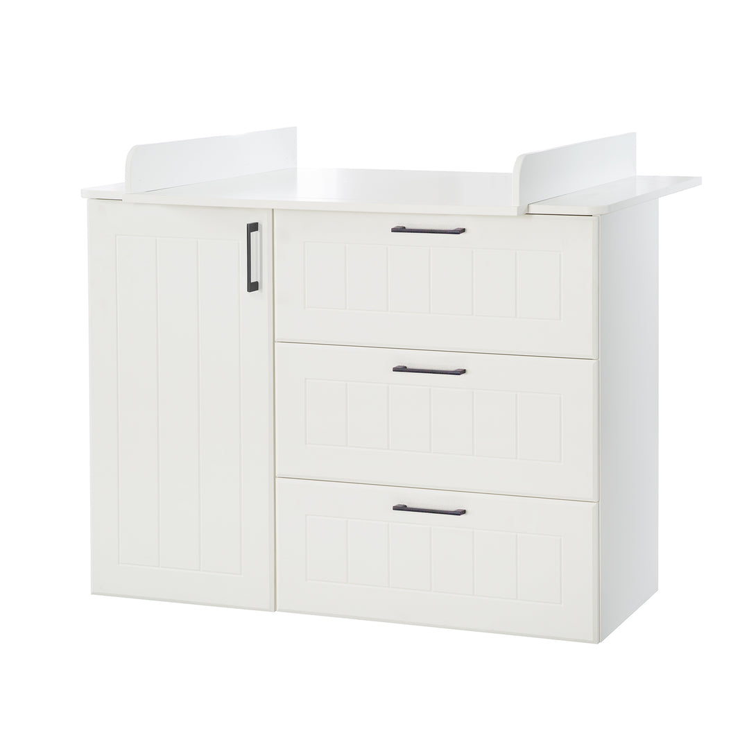 Cómoda con cambiador 'Sylt' ancha, incluye tablero cambiador y molduras decorativas, altura de cambio: 90,5 cm