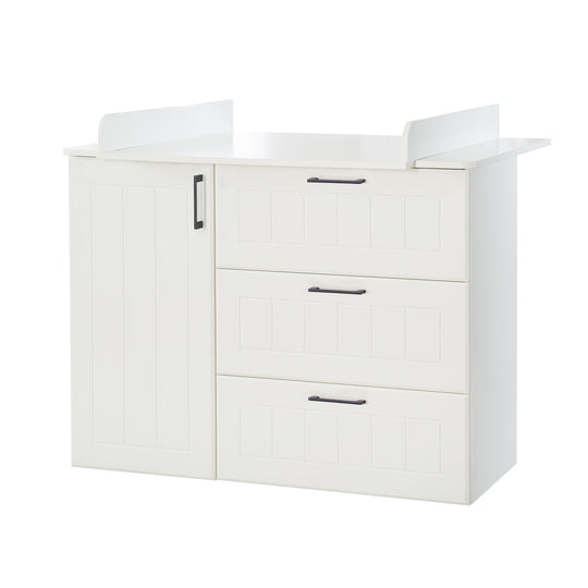 Cómoda con cambiador 'Sylt' ancha, incluye tablero cambiador y molduras decorativas, altura de cambio: 90,5 cm