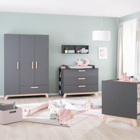 Cambiador 'Jara', con accesorio para cambiar, patas y tiradores de madera maciza, altura de cambio 93 cm