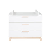 Furniture Set 'Clara' incl. convertible cot 70 x 140 cm & changing table dresser in white/nature