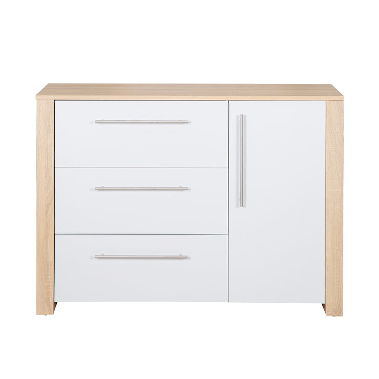 Changing Table Dresser 'Matilda', soft-close, 3 drawers, 1 door, sawed oak/ grey