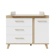Changing dresser 'Smile' - 3 drawers & 1 door - White / Artisan Oak
