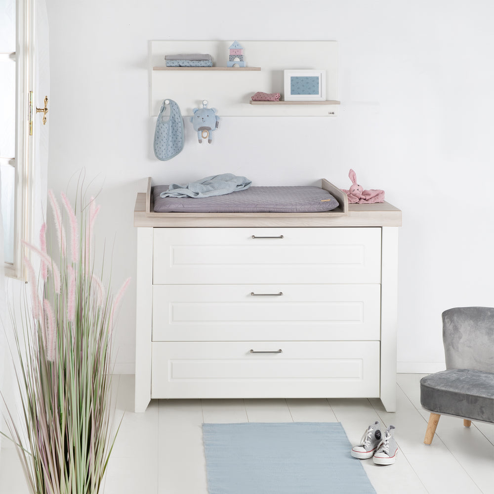 Changing Table 'Felicia' with Changing Pad, Soft-Close, 3 Drawers, Changing Height 90 cm
