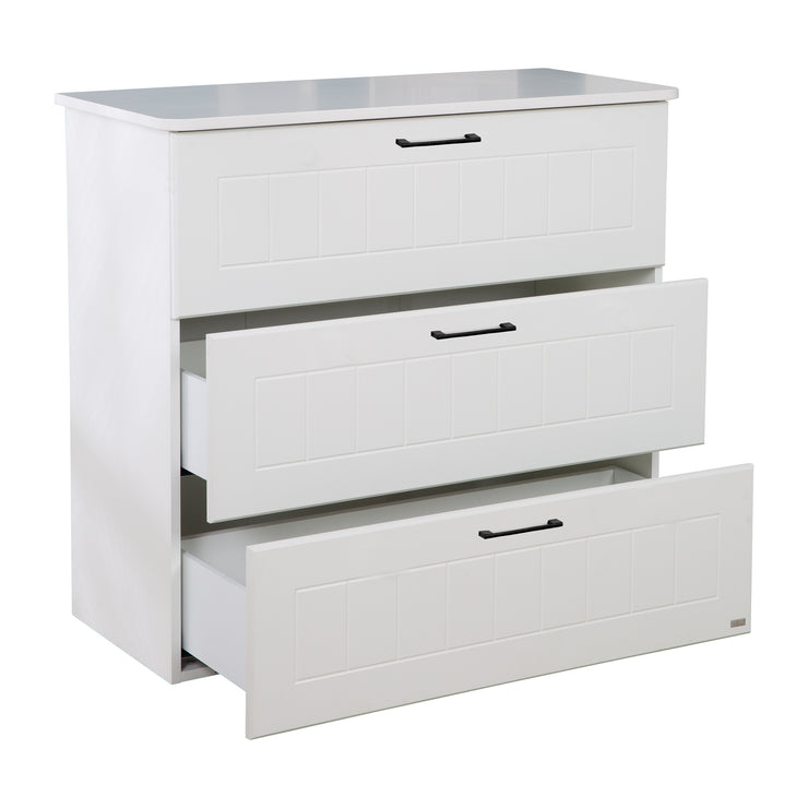 Chest of drawers 'Sylt', incl. 3 drawers, white, decorative milling & black metal handles
