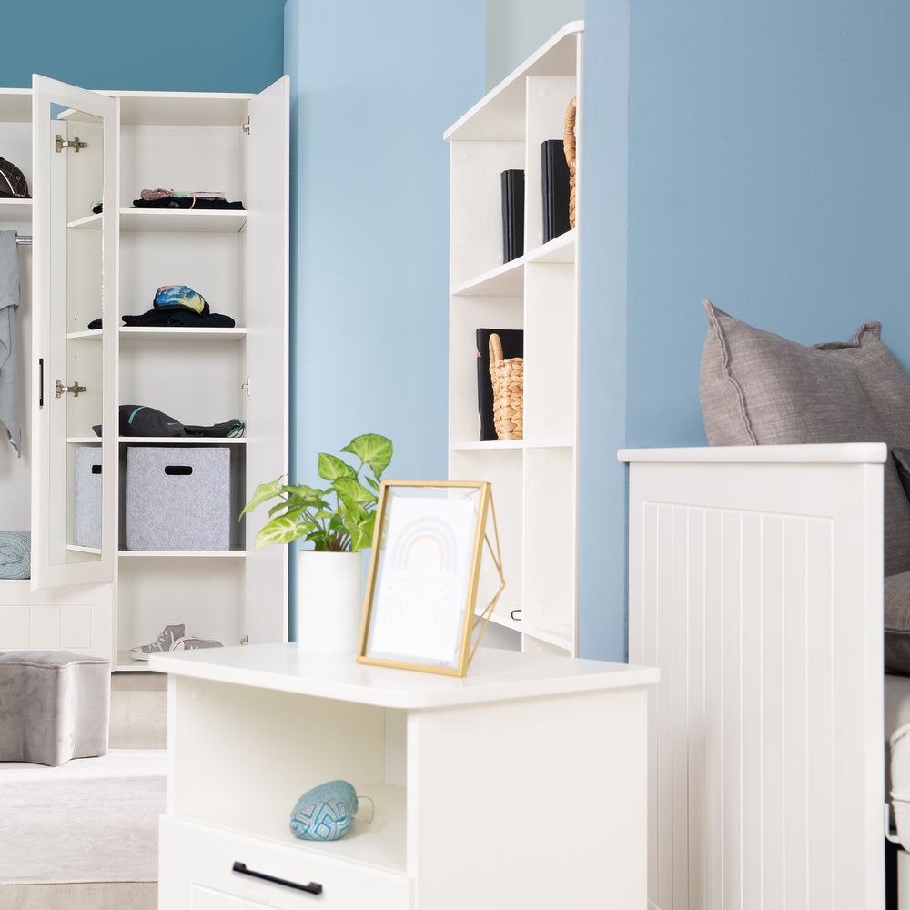 Nightstand 'Sylt' Including Decorative Carvings, Open Compartment & Drawer