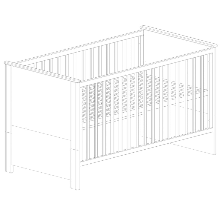 Kombi-Kinderbett 'Linus', 70 x 140 cm, verstellbar, 3 Schlupfsprossen, umbaubar zum Juniorbett