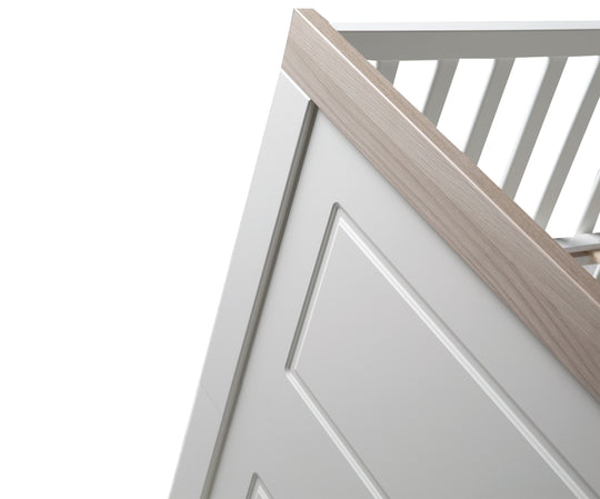 Cama infantil combinada 'Felicia', 70 x 140 cm, blanca, ajustable en altura, 3 barrotes extraíbles, convertible