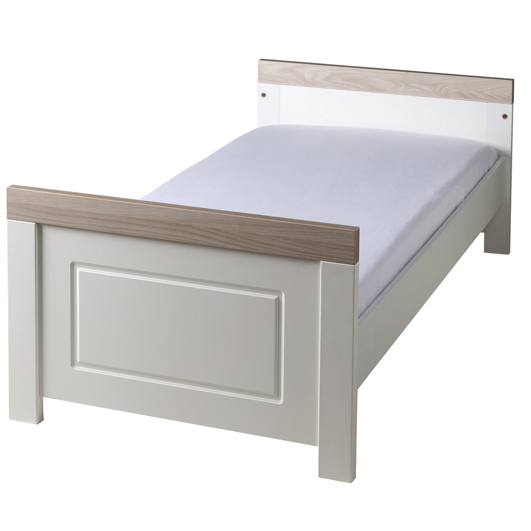 Cama infantil combinada 'Felicia', 70 x 140 cm, blanca, ajustable en altura, 3 barrotes extraíbles, convertible