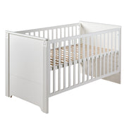 Lit bébé évolutif "Maxi", 70 x 140 cm, blanc, réglable en hauteur, 3 barreaux coulissants
