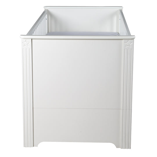 Lit bébé évolutif 'Maxi', 70 x 140 cm, blanc, réglable en hauteur, 3 barreaux coulissants