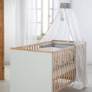 Lit bébé évolutif "Caro" 70 x 140 cm, blanc, réglable en hauteur, 3 barreaux coulissants
