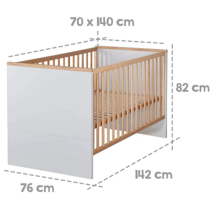 Kombi-Kinderbett 'Tobi', 70 x 140 cm, höhenverstellbar, 3 Schlupfsprossen, umbaubar