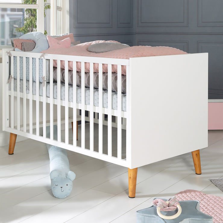 Combination children's bed 'Mick', 70 x 140 cm, height adjustable, 3 slip bars, convertible into a youth bed