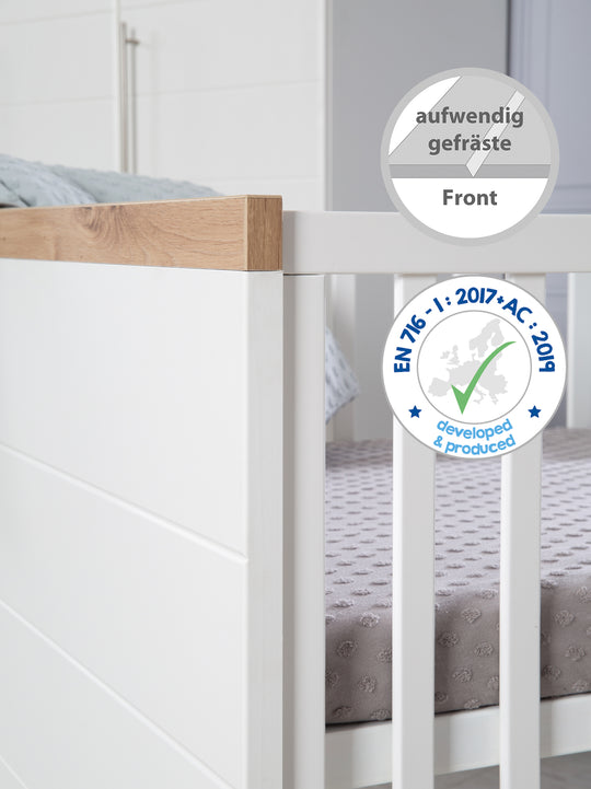 Conjunto de muebles 'Nele', 2 piezas, incluye cuna convertible de 70 x 140 cm y cómoda ancha