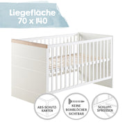 Furniture set 'Nele', 2-part, incl. Combination cot 70 x 140 & wide changing table