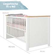 Kinderzimmerset 'Ava' 3-teilig, inkl. Kinderbett 70x140 cm, Wickelkommode & Schrank 3-türig