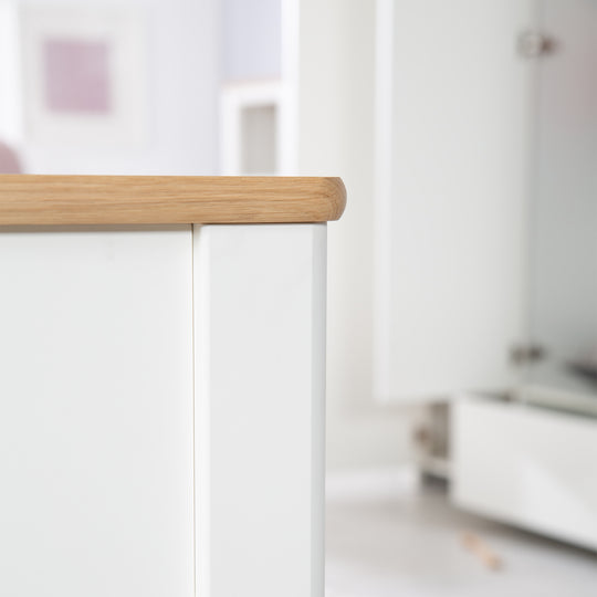 Kombi-Kinderbett 'Ava' 70 x1 40 cm, umbaubar zum Juniorbett, weiß, Dekor in 'Artisan Eiche'