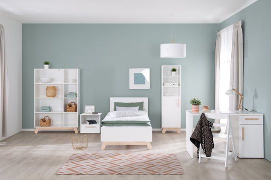 Cama juvenil 'Clara' 90 x 200 cm - Decoración blanca - Patas de haya maciza